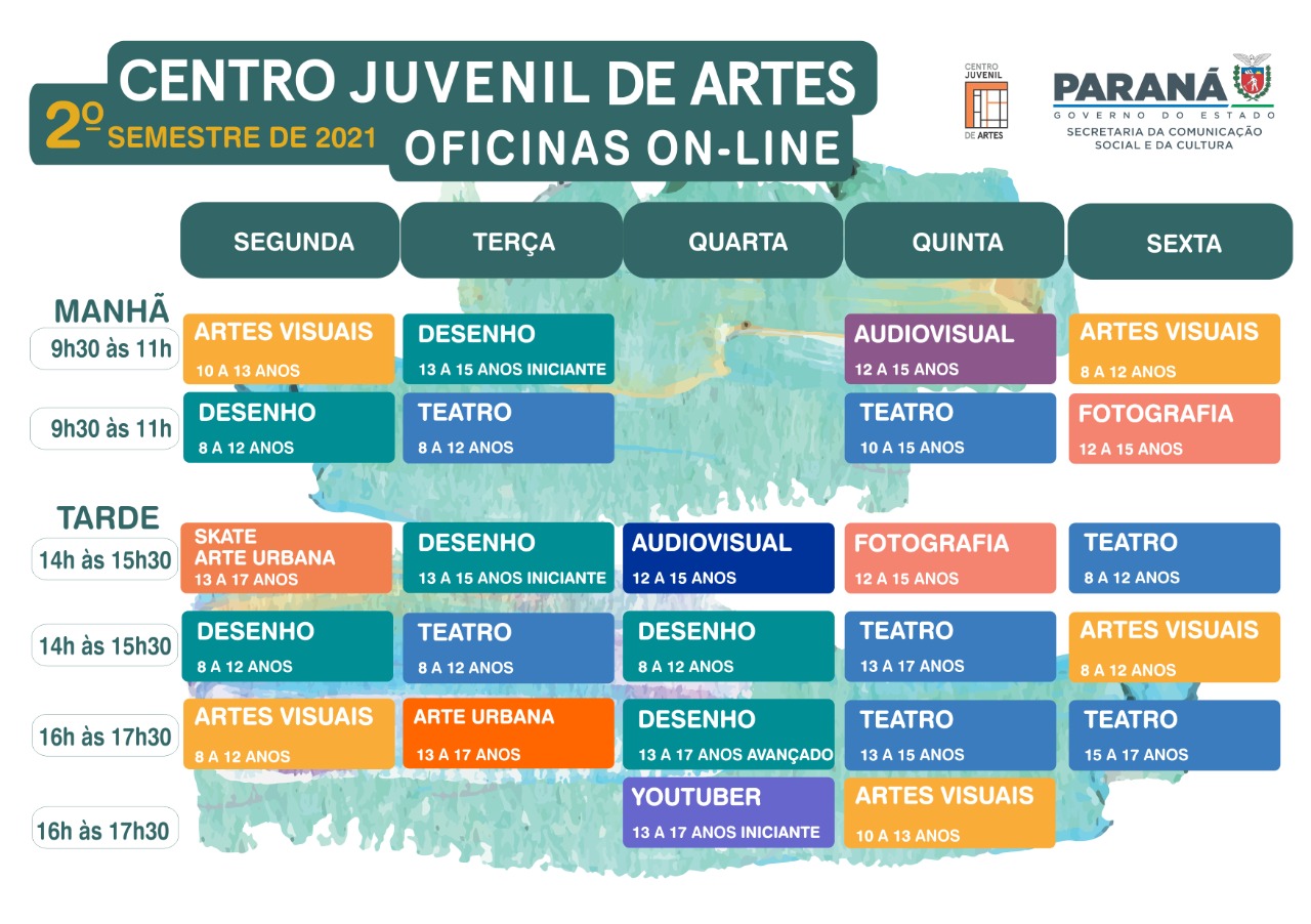 Calendário das oficinas do CJAP