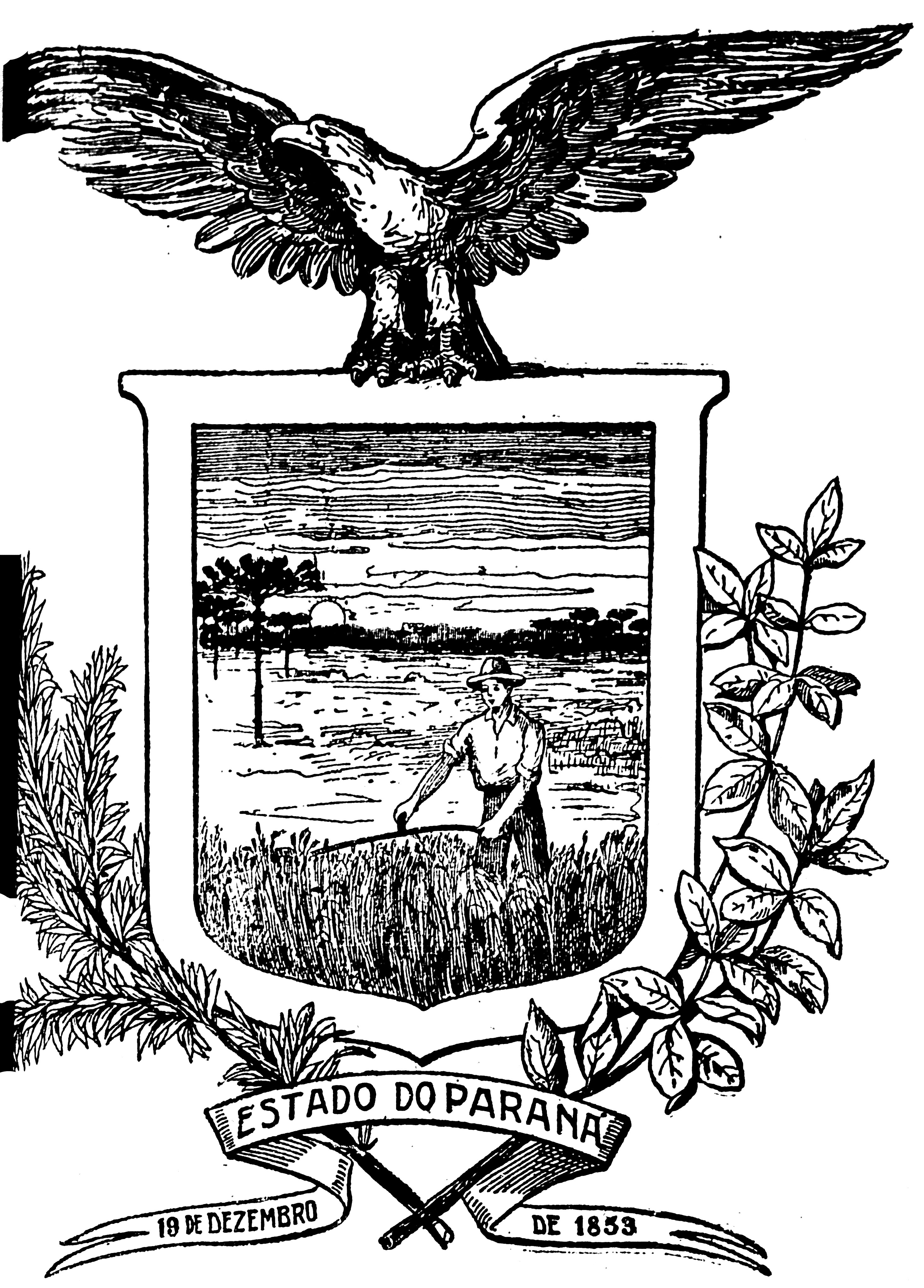 Brasão de armas do Paraná, 1910 execução do projeto de Alfredo Andersen.
