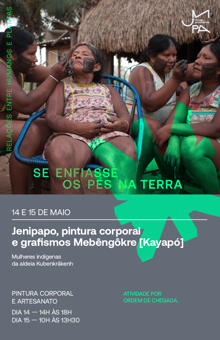 Card com informações do evento Jenipapo, pintura corporal e grafismos Mebêngôkre [Kayapó]