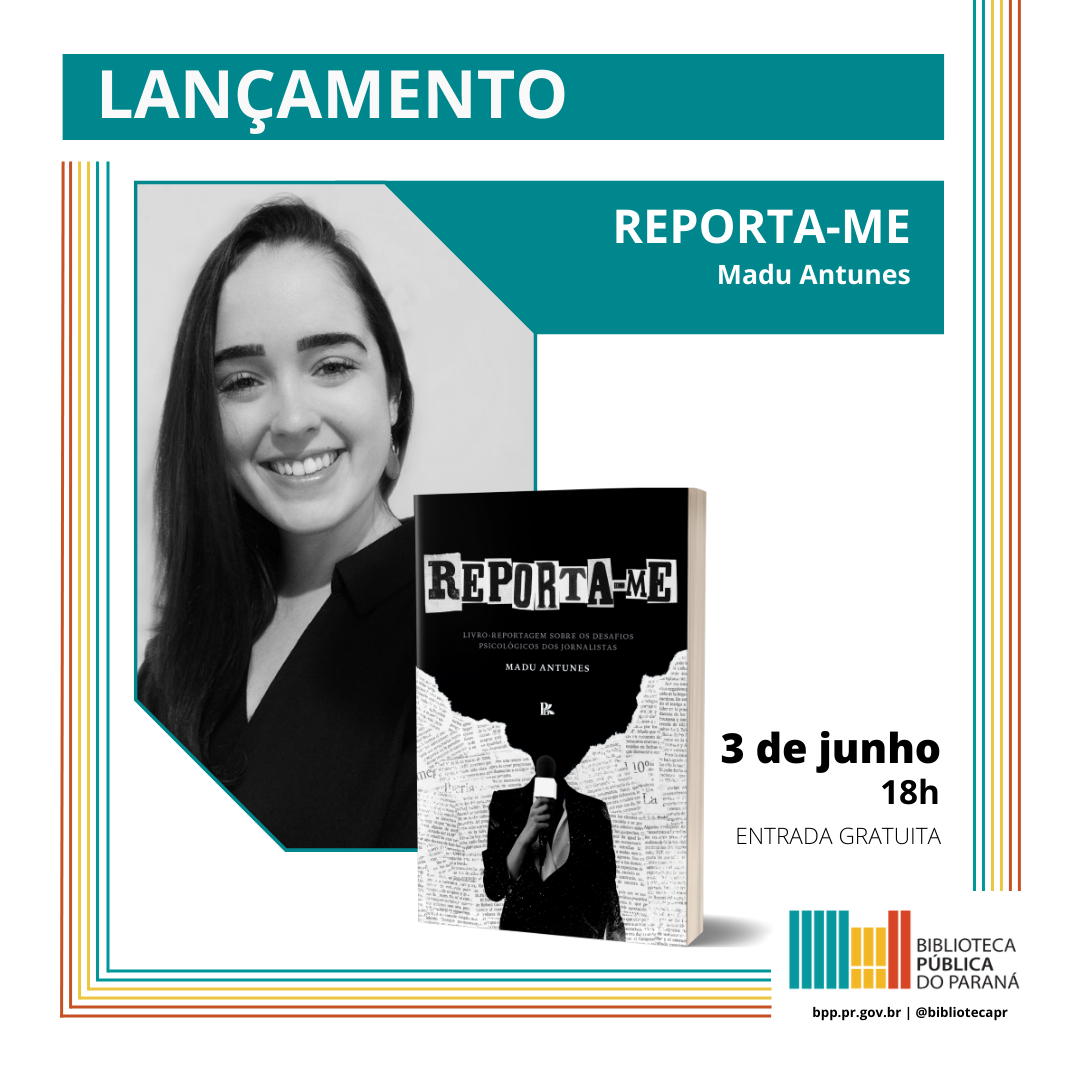 Arte do lançamento de Reporta-me, de Madu Antunes