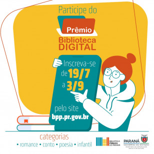 Arte divulgando o Prêmio Biblioteca Digital