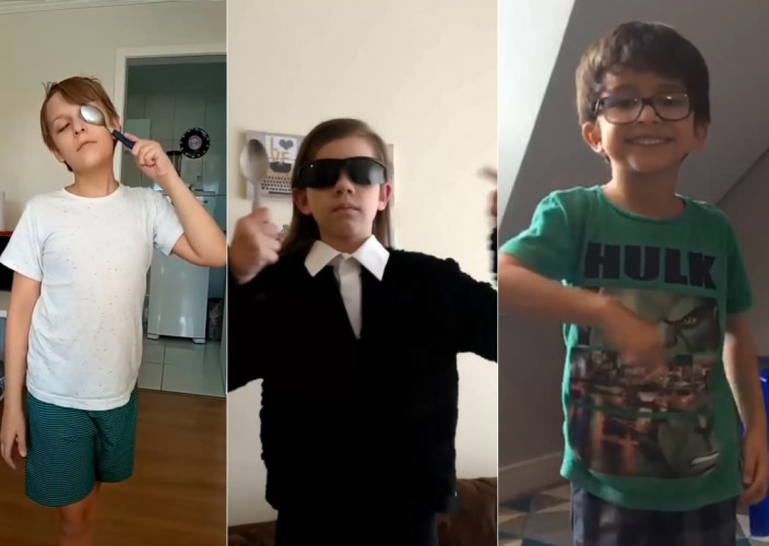 Desafio do objeto comum foi proposto aos alunos de 8 a 12 anos do curso de Teatro e contou com a participação de pais e irmãos