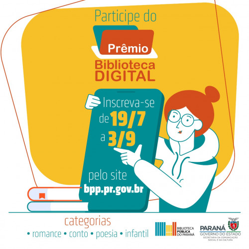Arte divulgando o Prêmio Biblioteca Digital