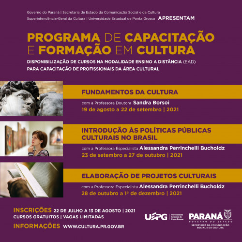 Arte com informações dos cursos de extensão