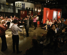Apresentação da Camerata UTFPR no Museu Paranaense em 10 de maio de 2019. Foto Kraw Penas/SECC