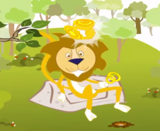 Desenho de leão no meio da floresta