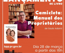 Card de lançamento do livro camicleta: manual dos proprietários, de Saulo Adami