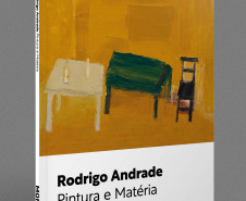 Catálogo do artista Rodrigo Andrade está disponível na MON Loja. Na foto, exposição Pintura e Matéria
