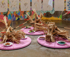 Vista de obras de Rosana Paulino durante a 35ª Bienal de São Paulo