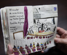 Doralice Araújo acompanha os concertos da Orquestra Sinfônica do Paraná há mais de 30 anos; na última década, passou a transformar essa paixão em arte.