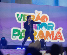 A dupla Zezé Di Camargo e Luciano durante a apresentação do seu show dentro da programação do Verão Maior Paraná, em Matinhos - 07/02/2026