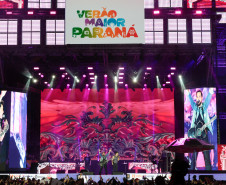 A dupla Zezé Di Camargo e Luciano durante a apresentação do seu show dentro da programação do Verão Maior Paraná, em Matinhos - 07/02/2026