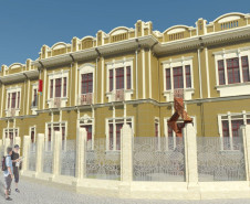 Projeção do MAC-PR reformado: projeto prevê reestruturação total do prédio tombado e construção de novo anexo. 