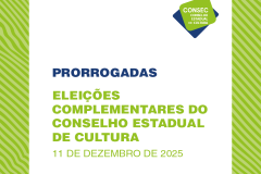 Eleições para o Conselho Estadual de Cultura são prorrogadas