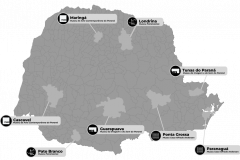 Mapa museus satélites no Paraná