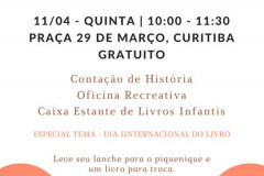 Biblioteca organiza mais um Piquenique Literário nesta quinta-feira.