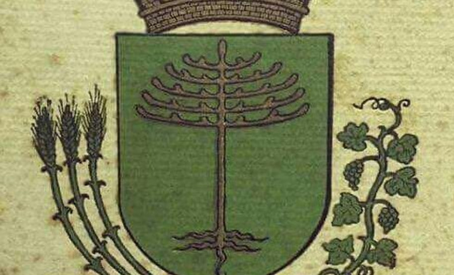 Brasão de Curitiba desenhado e proposto por Romário Martins em 1905.