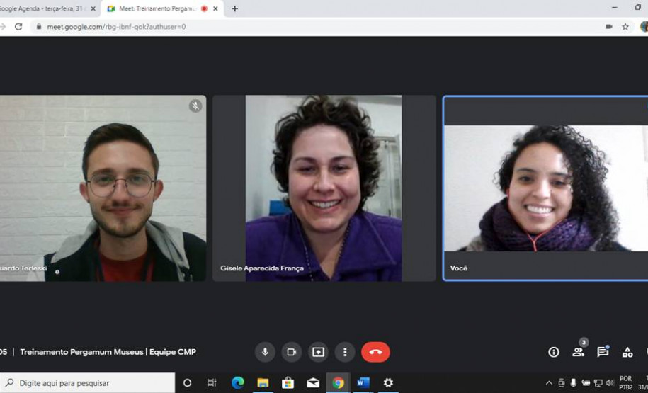 Treinamento remoto sobre plataforma Pergamum Museus