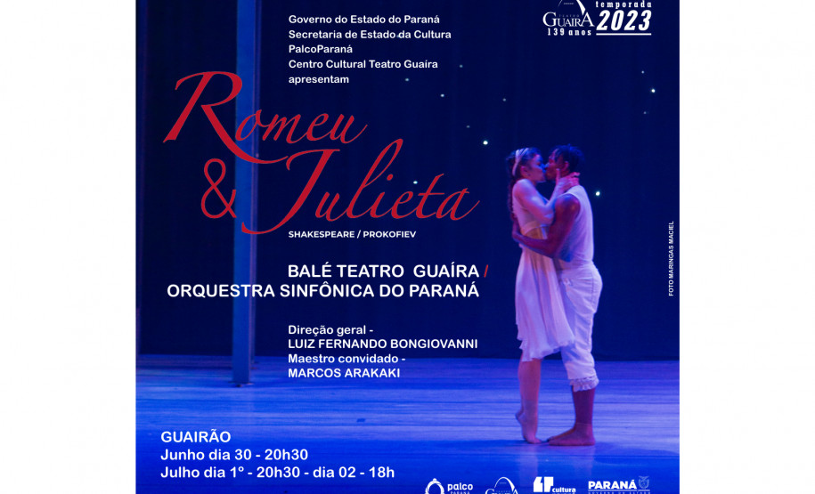 Parceria do Balé e da Orquestra, “Romeu e Julieta” voltará ao palco do Guairão