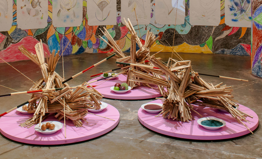 Vista de obras de Rosana Paulino durante a 35ª Bienal de São Paulo