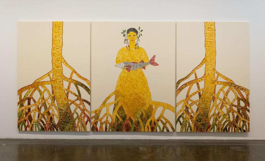 Vista de obras de Rosana Paulino durante a 35ª Bienal de São Paulo