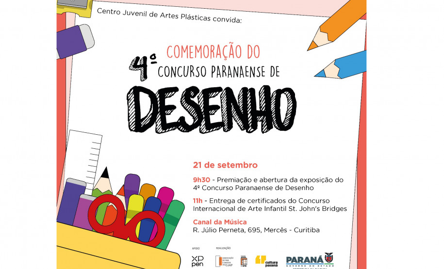 Premiação do 4º Concurso Paranaense de Desenho ocorre neste sábado no Canal da Música