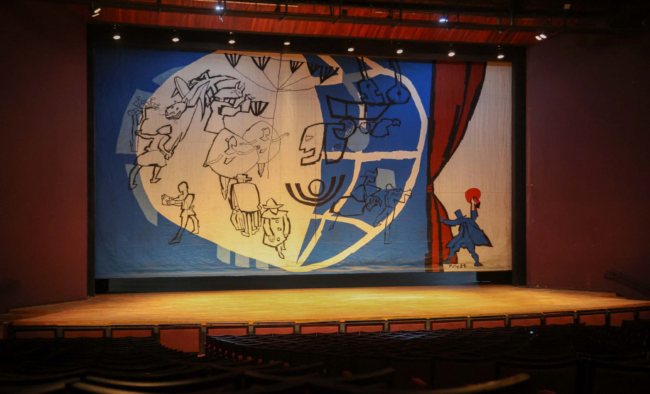 Teatro Guaira, 140 anos do Teatro Guaíra, murais do Poty Lazzarotto