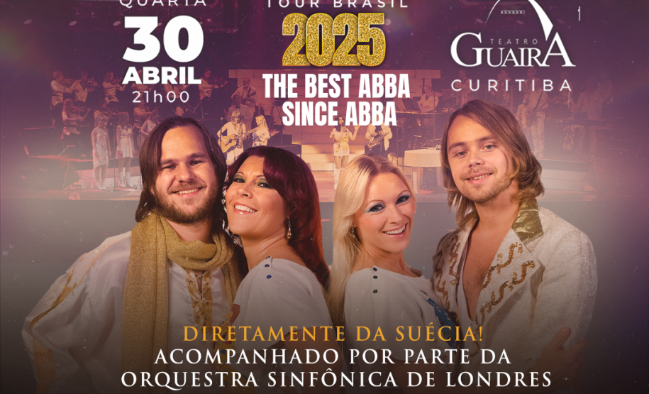 Centro Cultural Teatro Guaíra - Auditório Bento Munhoz da Rocha Neto (Guairão) - The Show – Tour 2025 – No dia 30 de abril, às 20h30, o Teatro Guaíra recebe o espetáculo internacional The Show – Tour 2025, diretamente da Suécia.