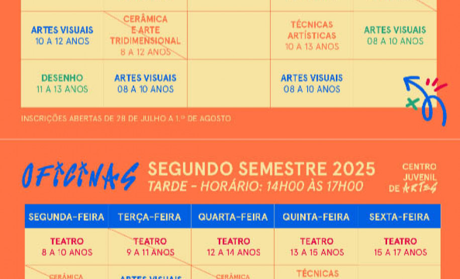 Centro Juvenil de Artes Plásticas divulga período de matrículas para oficinas no 2º semestre