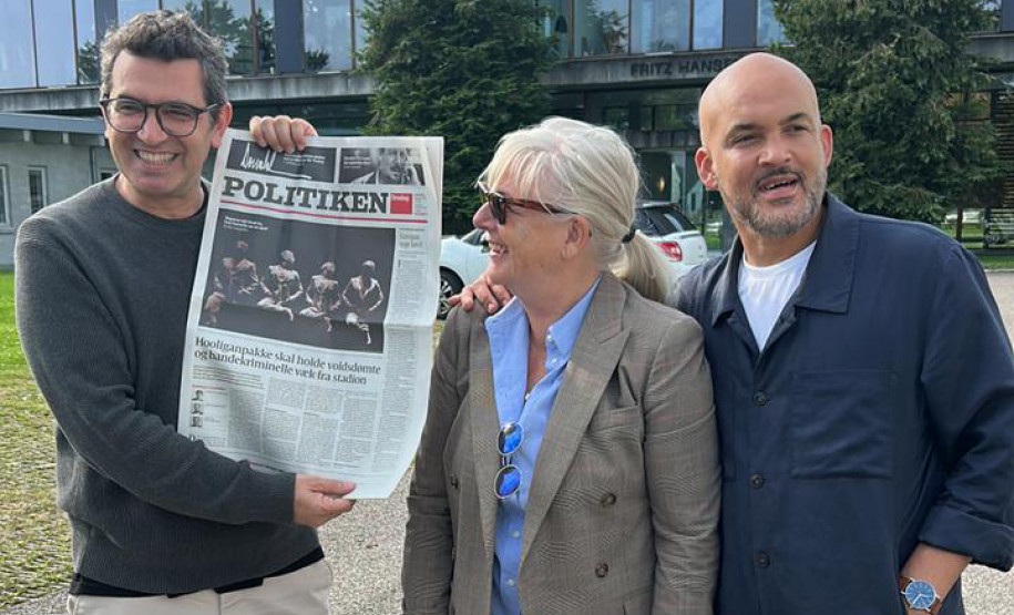 Balé Teatro Guaíra conquista crítica dinamarquesa em turnê internacional. Na foto, Diretor do Balé Teatro Guaíra, Luiz Fernando Bongiovanni, diretora do Teatro Bellevue, Pia Jette Hansen, e o coreógrafo, Alessandro Sousa Pereira