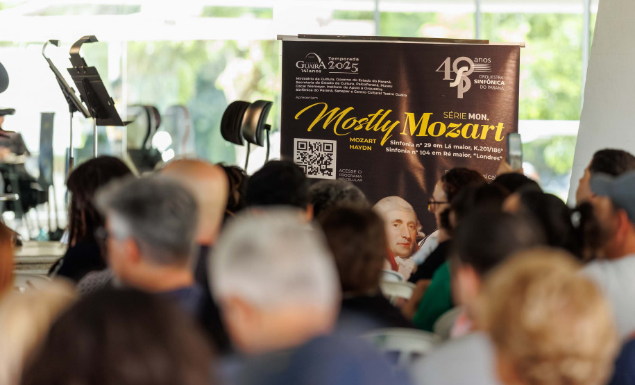 Série que celebrou Mozart e os 40 anos da OSP chega ao fim com concerto gratuito no vão-livre do MON neste sábado (6), às 16 horas. O encerramento da série contará com a participação do spalla Ricardo Molter, que assume a condução da orquestra nesta última apresentação, e do flautista Lucas Martins, solista convidado.