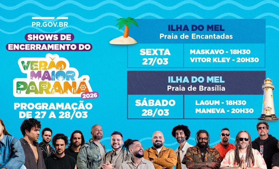 Despedida surpresa: Verão Maior Paraná terá festival com 4 shows na Ilha do Mel