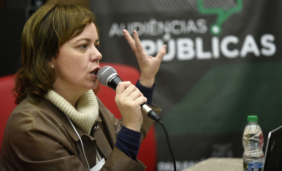 Superindentente da Cultura Luciana Casagrande Pereira em audiência pública de Paranaguá.